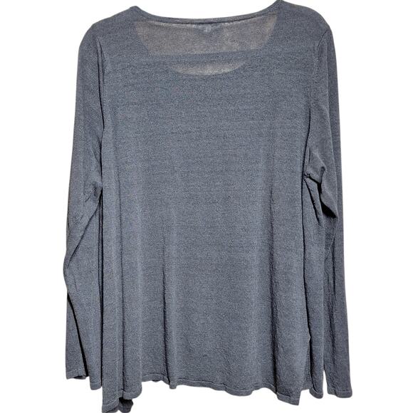 Eileen Fisher Organic linen lightweight knit long-sleeved top 3XL sweater gray - Picture 2 of 6